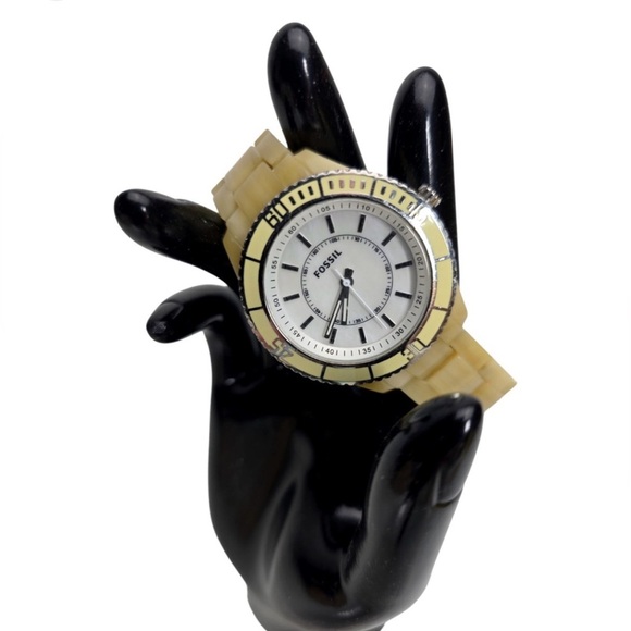 Fossil Accessories - ⌚ Fossil Women’s Resin Watch | Beige / Ivory | Stainless Steel Case
